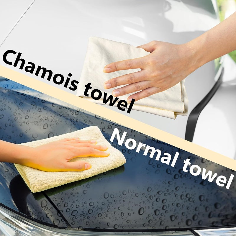 ecocstm Chamois Towel for Car, Shammy Cloth for Car Drying 15" x 25" (2.5 sq ft), Absorber Towel for Car Chamois Cloth, Real Leather Reusable Washing Shammy for Car Drying, Window Glass Cleaning, Home - Image 4